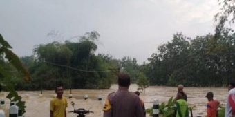 Hujan Lebat, Sungai Gandong di Ngasem Bojonegoro Meluap dan Sebabkan Banjir