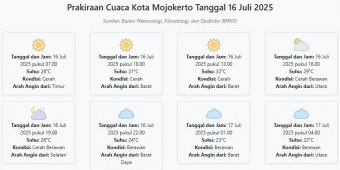 Cuaca Kota Mojokerto Hari ini Rabu, 16 Juli 2025: Diperkirakan Cerah dengan Suhu 22-32°C