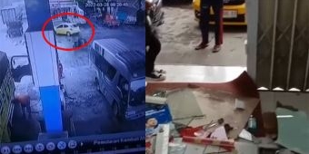 Diduga Salah Injak Pedal Gas, Mobil Brio Tabrak Minimarket di Depan SPBU Kudus