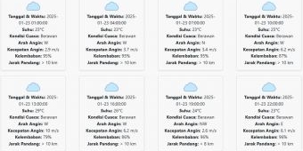 Prakiraan Cuaca Madiun Hari ini Kamis, 23 Januari 2025: Berawan, Kecepatan Angin 5.14 m/s