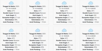 Cuaca Kediri Hari ini Kamis, 16 Januari 2025: Diperkirakan Berawan dengan Suhu 23-30 °C