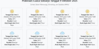 Cuaca Sidoarjo Hari ini Kamis, 9 Oktober 2025: Diperkirakan Cerah dengan Suhu 25-35°C