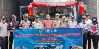 Jelang Nataru, Dishub Kota Kediri Gelar Rampcheck ke Sejumlah PO Bus dan Angkutan Barang