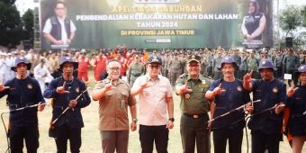 Amanat Pj Gubernur Jatim saat Pimpin Apel Siaga Gabungan Pengendalian Karhutla di Trawas Mojokerto