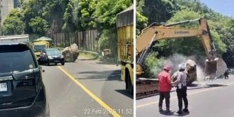 Diduga Karena Getaran Pekerjaan Tol, Batu Besar di PLTU Paiton Jatuh ke Jalan Raya