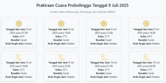 Prakiraan Cuaca Probolinggo Hari ini Rabu, 9 Juli 2025: Suhu 21-27°C, Kecepatan Angin 24.5 m/s