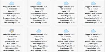 Prakiraan Cuaca Mojokerto Hari ini Rabu, 12 Februari 2025: Diperkirakan Hujan Petir pada Siang Hari