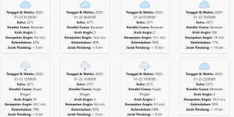 Prakiraan Cuaca Bondowoso Hari ini Rabu, 22 Januari 2025: Siang Hingga Malam Hujan