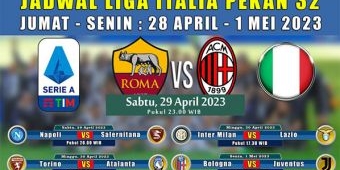 Jadwal Liga Italia Pekan ke-32: Roma Jamu Milan, Inter Tantang Lazio