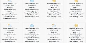 Prakiraan Cuaca Jember Hari ini Kamis, 6 Maret 2025: Suhu 24-31 °C, Kecepatan Angin 5.36 m/s