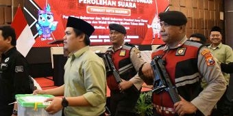 Demi Keamanan Rekapitulasi Perhitungan Suara di KPU, Polres Madiun Kota Terjunkan Personel