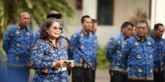 Pj Wali Kota Kediri Pamitan saat Apel Bersama