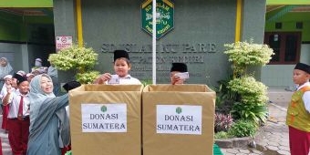 Siswa SD NU Pelem Kediri Galang Donasi untuk Korban Bencana Sumatra dan Aceh