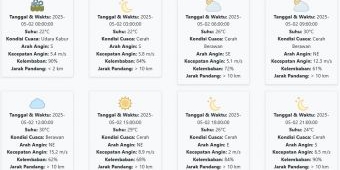 Prakiraan Cuaca Situbondo Hari ini Jumat, 2 Mei 2025: Suhu 22-30 °C, Kecepatan Angin 7.65 m/s