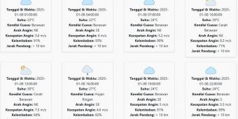 Prakiraan Cuaca Pasuruan Hari ini Rabu, 8 Januari 2025: Suhu 22-30 °C, Kecepatan Angin 5.69 m/s