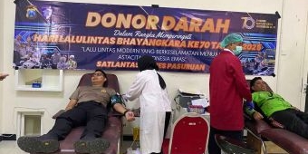 Gandeng Ojol, Satlantas Polres Pasuruan Gelar Donor Darah di Peringatan Hari Lalu Bhayangkara ke-70