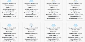 Cuaca Kota Pasuruan Hari ini Kamis, 13 Februari 2025: Sempat Terjadi Hujan Ringan di Sore Hari