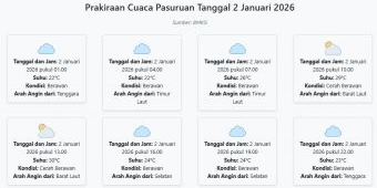 Cuaca Pasuruan Hari ini Jumat, 2 Januari 2026: Diperkirakan Berawan dengan Suhu 22-30°C