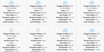 Cuaca Kediri Hari ini Selasa, 28 Januari 2025: Siang hingga Sore Hari Hujan Ringan