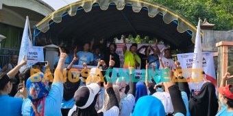 Dukung Vinanda-Qowim, GPK Gelar Senam Sehat Bersama Emak-Emak di Kota Kediri