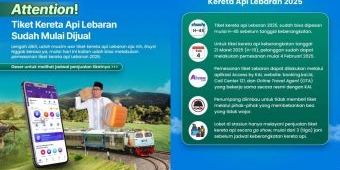 KAI Daop 8 Surabaya Umumkan Penjualan Tiket KA Angkutan Lebaran 2025