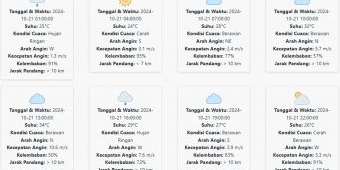 Prakiraan Cuaca Kota Surabaya Hari ini Senin, 21 Oktober 2024: Sore Hari Diperkirakan Hujan Ringan