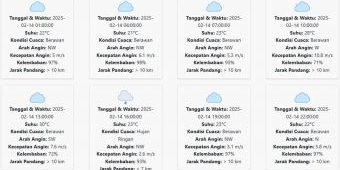 Cuaca Pacitan Hari ini Jumat, 14 Februari 2025: Diperkirakan Hujan di Sore Hari