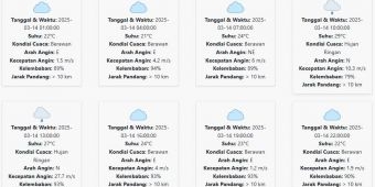 Cuaca Bondowoso Hari ini Jumat, 14 Maret 2025: Diperkirakan Berawan dengan Suhu 21-29 °C