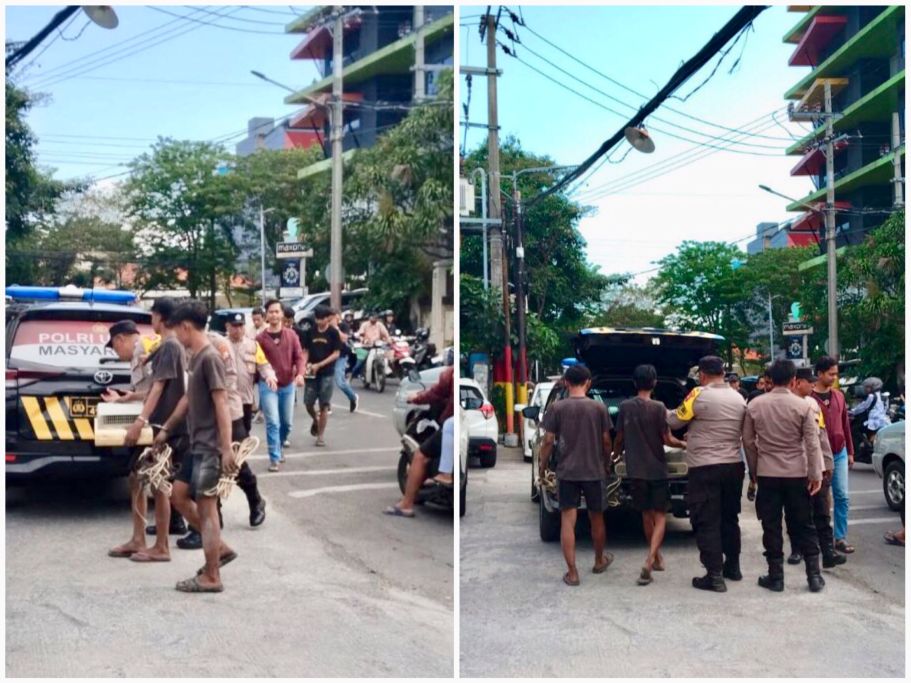 Pelaku pembobolan rumah mewah di kawasan Dharmahusada saat diamankan Polsek Gubeng