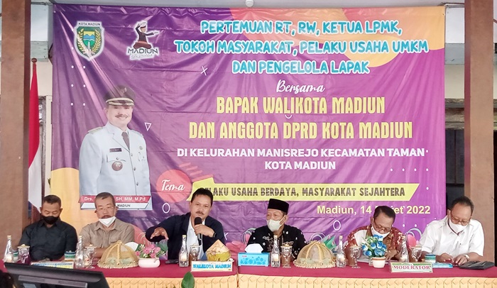 Wali Kota Madiun Maidi menyampaikan maksud adanya pertemuan dengan tema pelaku usaha berdaya, masyarakat sejahtera.