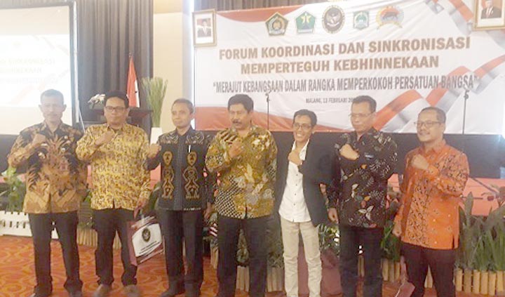 Abdul Zamil (Kemenag RI), Brigjen Pol Ir. Hamli, M.E. (Direktur Pencegahan BNPT), Yatimul Ainun (Pimred Times Indonesia), Prof. Dr. Marjono (Direktur Pascasarjana Universitas Brawijaya), Dr. H. Sukardi (Akademisi Universitas Merdeka).
