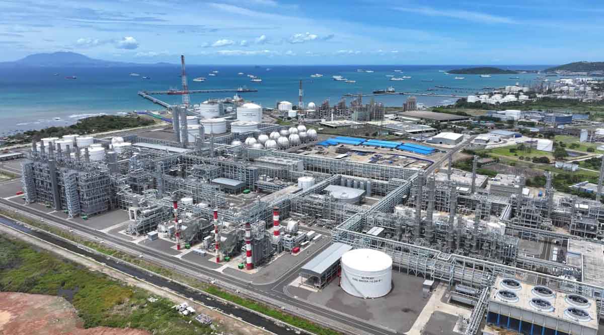 Pabrik Lotte Chemical Indonesia yang diresmikan Presiden Prabowo di Cilegon, Banten.