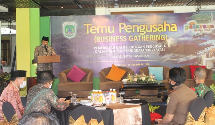 Bupati Pasuruan saat membuka acara temu pengusaha.