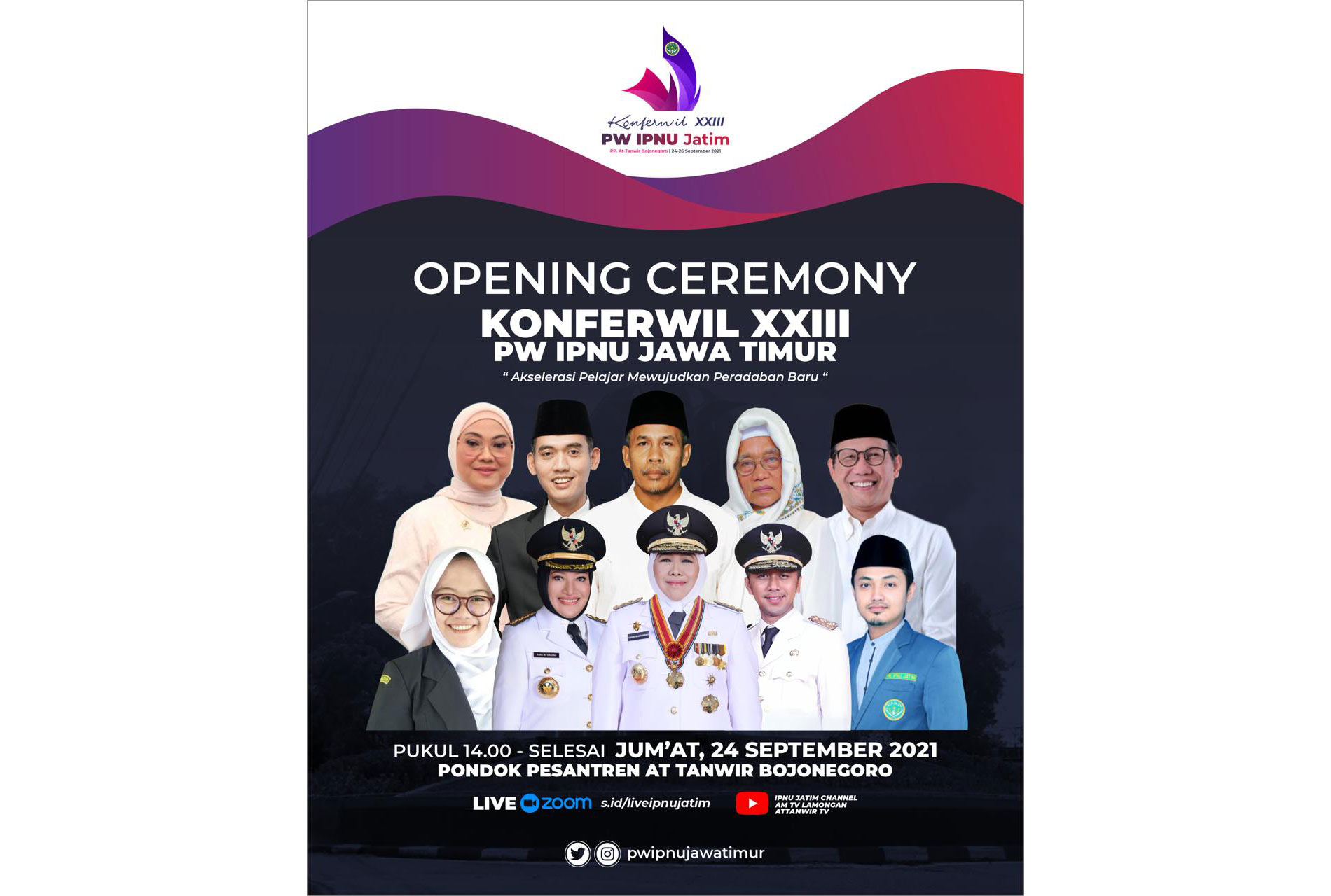 Konferwil PW IPNU XXIII dilaksanakan di PP At Tanwir, Kabupaten Bojonegoro, pada 24-26 September 2021.