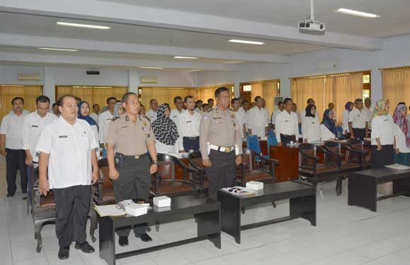 Suasana sosialisasi saber pungli bertempat di Aula Anjuk Ladang Pemkab Nganjuk. foto: BAMBANG DJ/ BANGSAONLINE