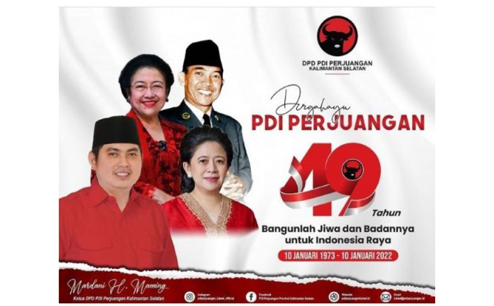 Mardani Maming dengan background PDIP dan keluarga Bung Karno. foto: instagram