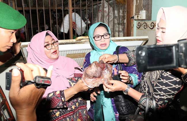 Daging busuk yang ditemukan di Pasar Sidoharjo.