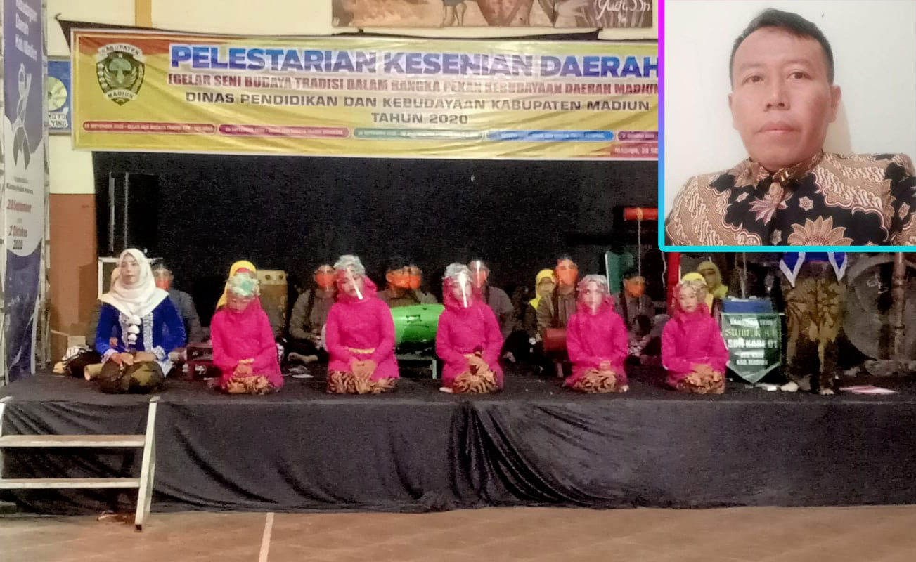Pada masa PSBB, SDN Kare 01 sempat mendapatkan kepercayaan untuk mengirimkan anak didiknya yang tergabung dalam Sanggar Sumekar SDN Kare 01 untuk tampil dalam pentas seni membawakan kesenian Thok Thok Bruk. Inset, Suroso, Kepala SDN Kare 01.