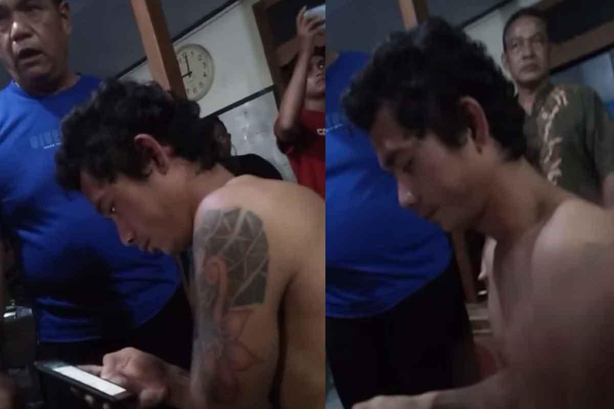 Pria bertato yang disangka maling kompor di Balonggarut, Krembung, Sidoarjo.