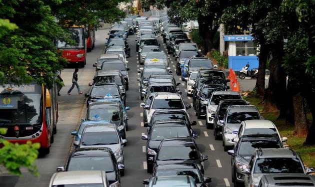 Kondisi Jalan Semanggi menuju Thamrin, Jakarta saat uji coba penghapusan 3 in 1. foto: liputan6