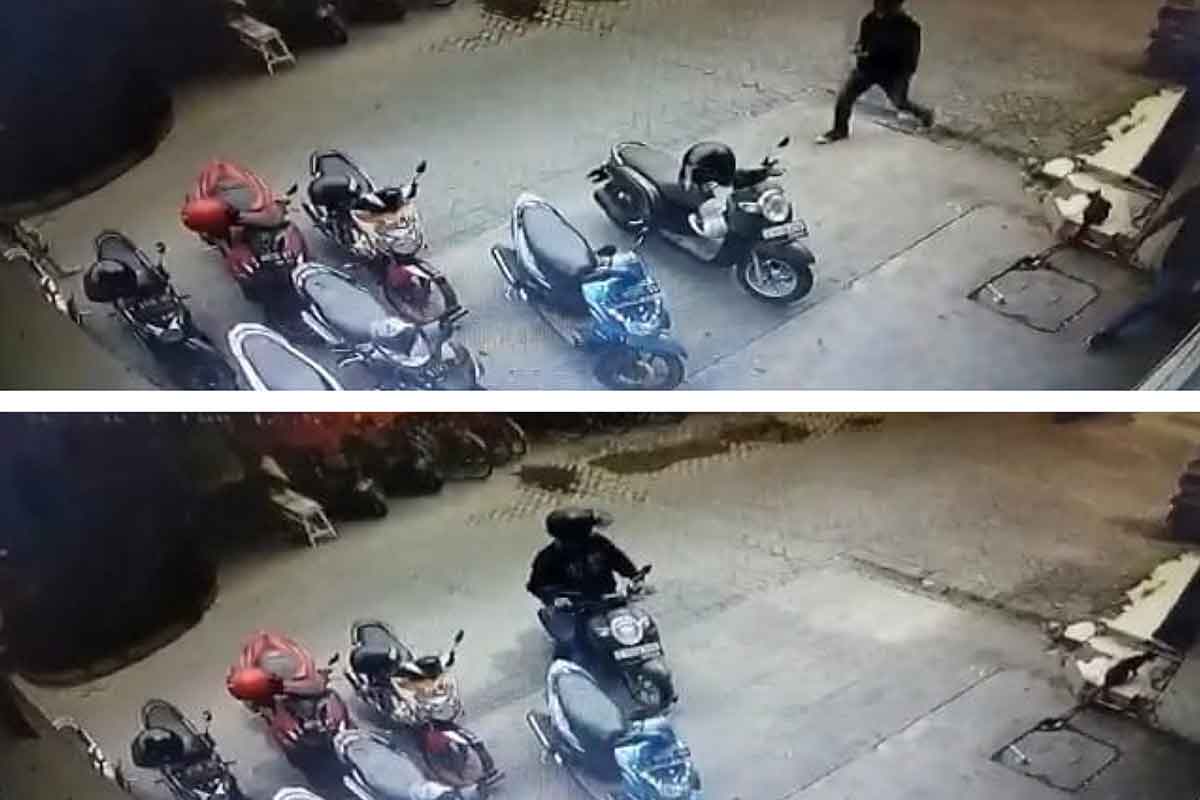 Rekaman CCTV saat pelaku membawa kabur motor Honda Scoopy milik Janda berinisial YSP (36).