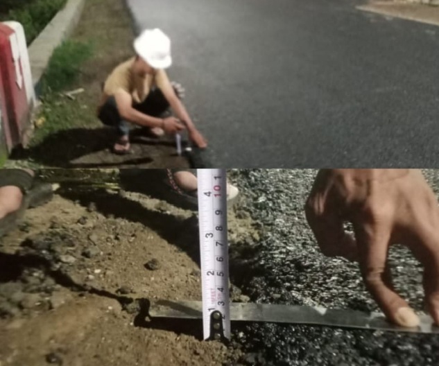 LSM Koreksi saat mengukur ketebalan aspal