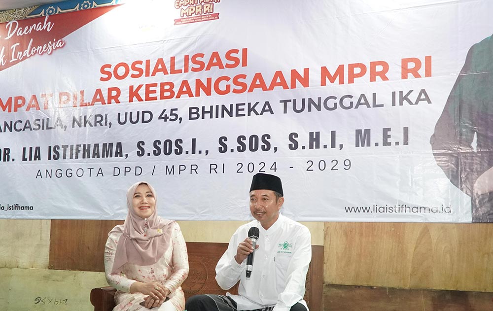 Anggota DPD RI Lia Istifhama saat kegiatan sosialisasi Empat Pilar Kebangsaan di Wonocolo, Surabaya, Kamis (8/2/2026).
