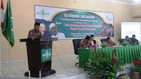 Suasana acara Pra Muktamar NU ke-33 di Asrama Haji Sudiang Makassar. Suasana berubah panas ketika panitia menyosialisasikan Ahlul Halli Wal Aqdi (AHWA). Foto: harian fajar 