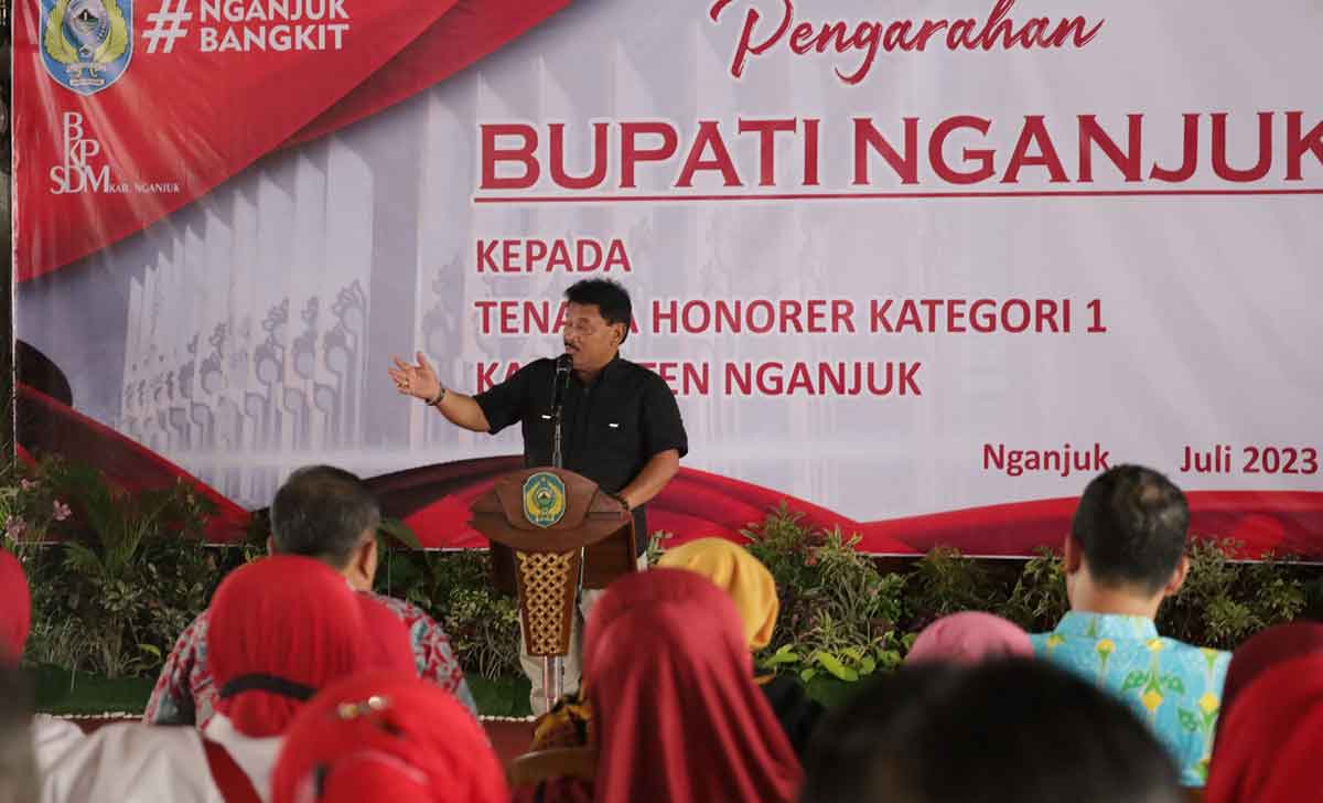 Bupati Nganjuk, Marhaen Djumadi, saat memberi sambutan.