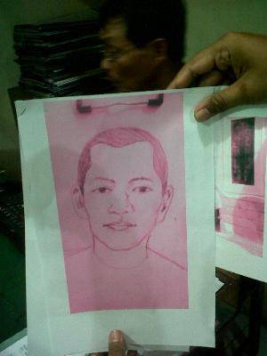 Sketsa wajah salah satu pelaku perampokan nasabah bank di Jalan Arjuno Surabaya. foto: rusmiyanto/Bangsa Online