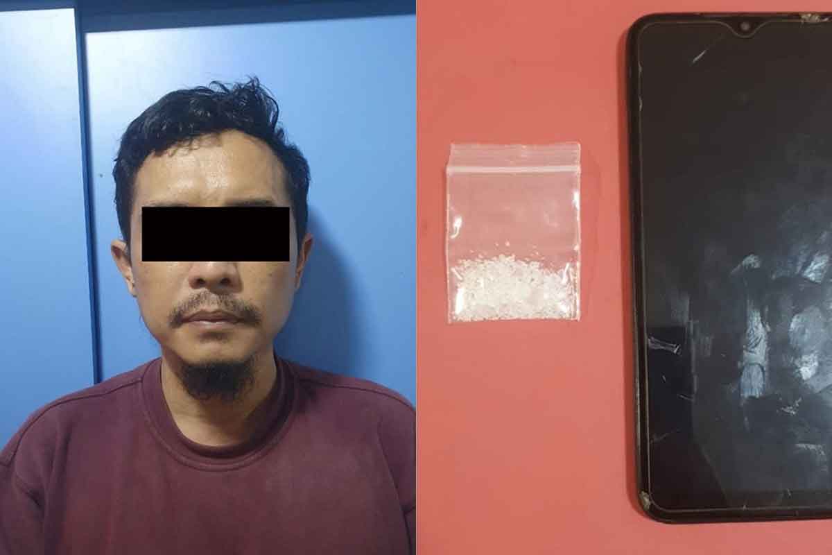 Pelaku pengedar narkoba di Kedung Cowek Surabaya dan barang buktinya.