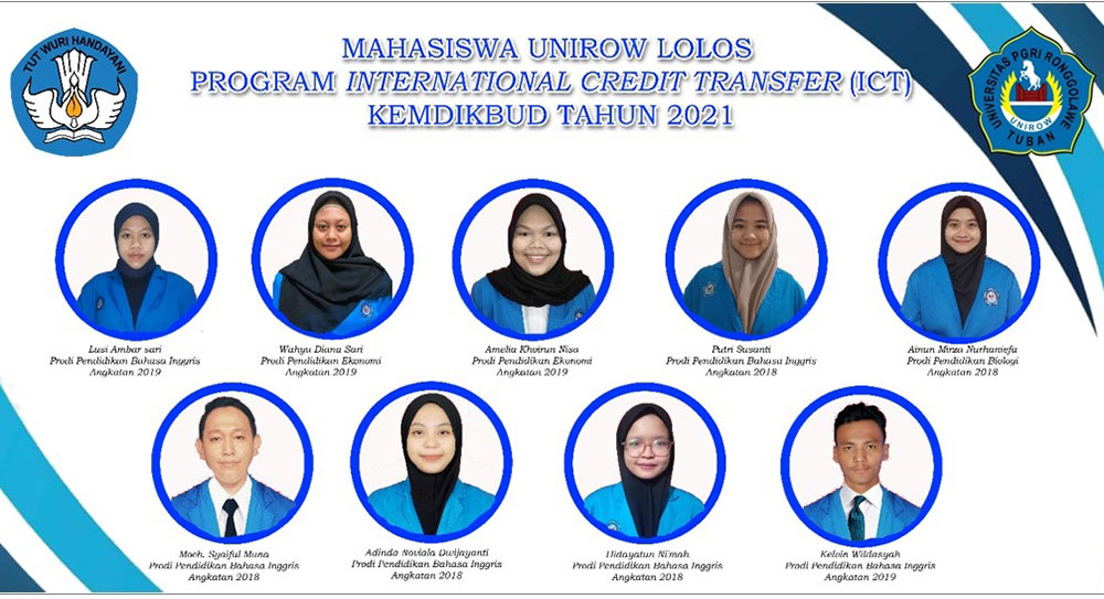 Tangkapan layar Mahasiswa Universitas PGRI Ronggolawe Tuban yang dinyatakan lolos dalam Program Transfer Kredit Internasional.