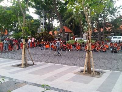 ?Pemuda Pancasila saat demo. foto:diday rosadi