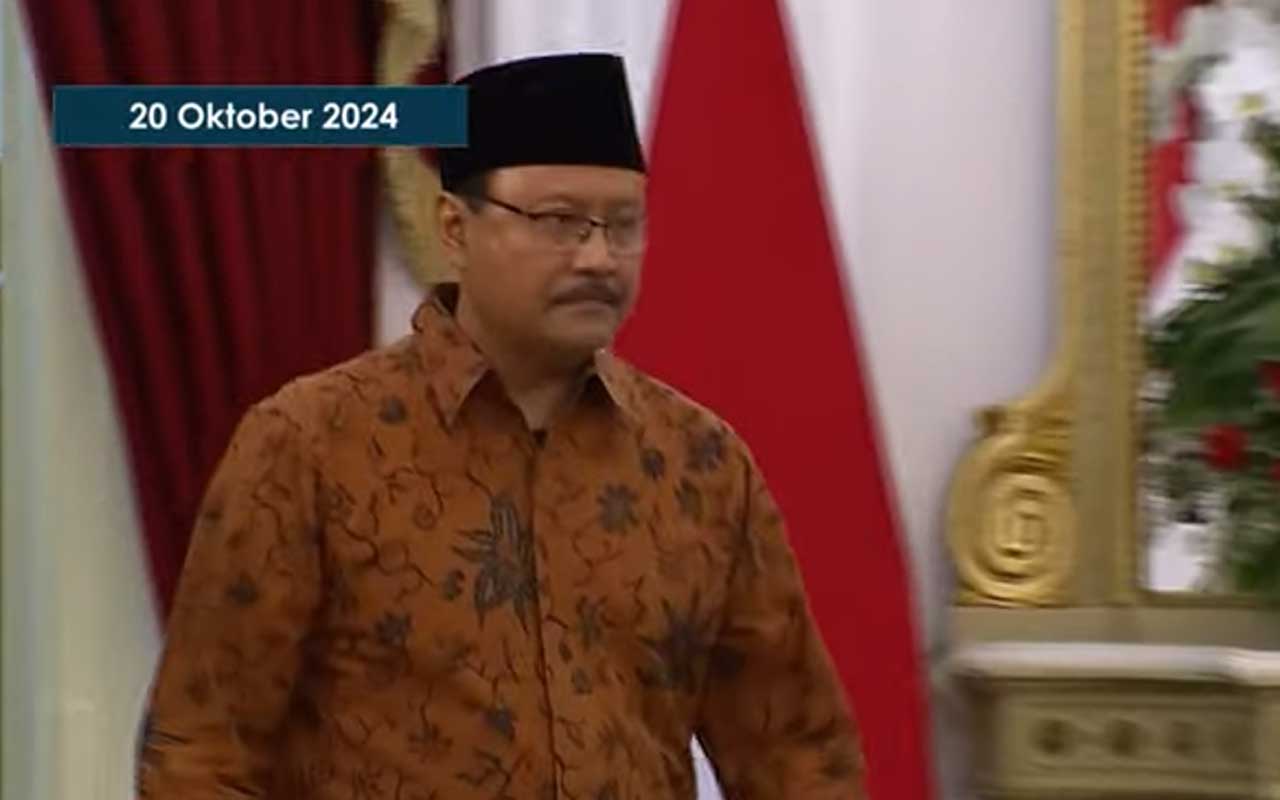 Gus Ipul saat pengumuman nama menteri dalam Kabinet Merah Putih. Foto: Tangkapan layar live straming Kompas.com